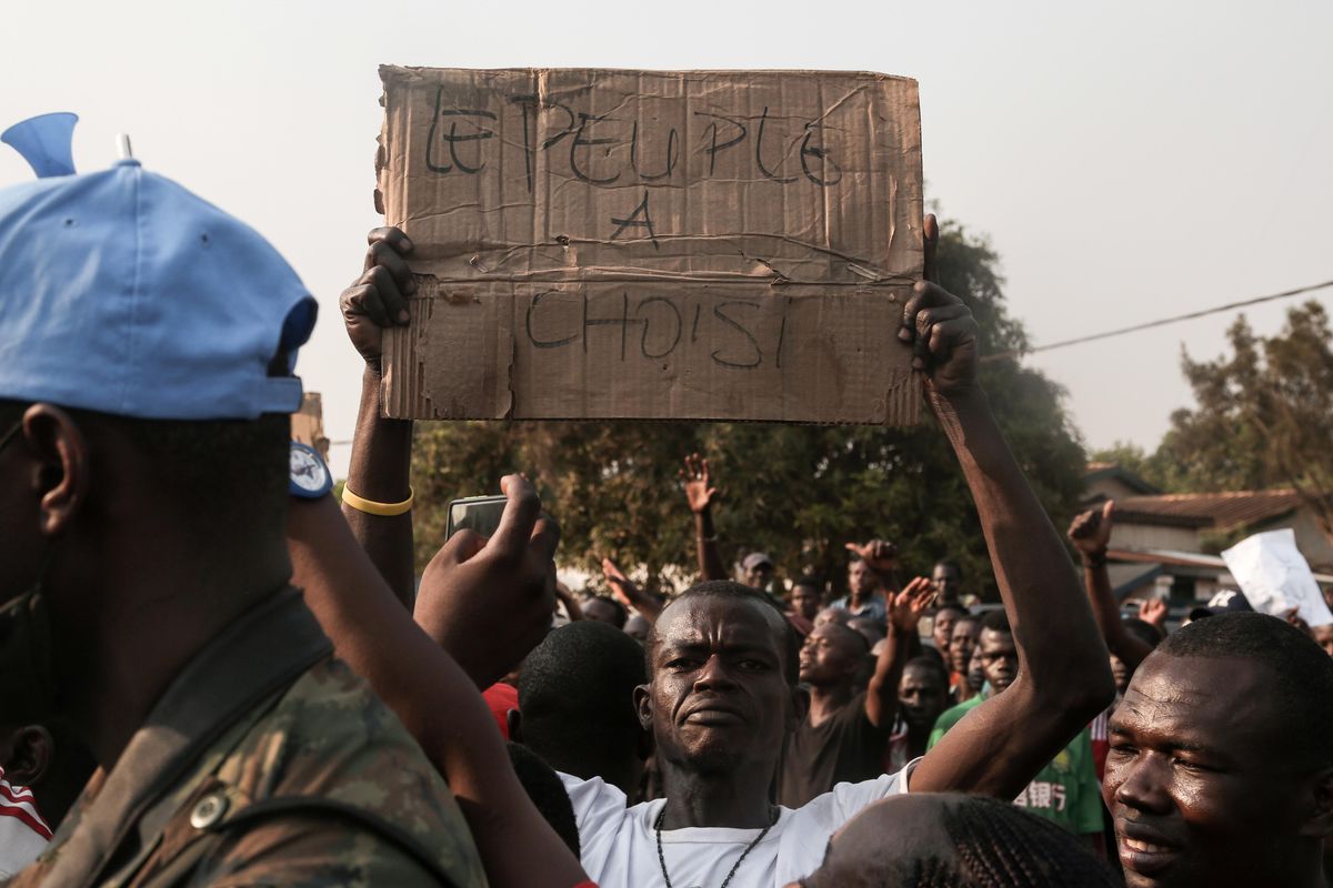 Supporters of CAR President Faustin-Archange Touadera celebrate after the high court confirms his reelection in the capital, Bangui. REUTERS/Antoine Rolland