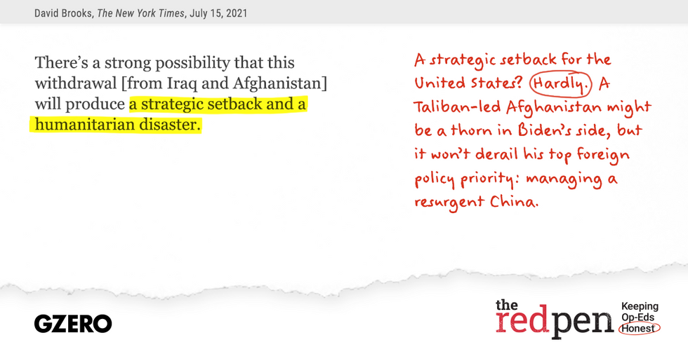 "There's a strong possibility that this withdrawal (from Iraq and Afghanistan) will produce a strategic setback and a humanitarian disaster."