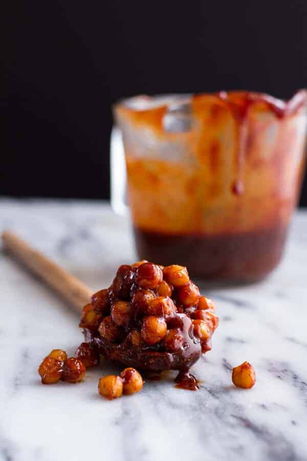 Spicy BBQ Chickpea and Crispy Polenta Bowls with Asparagus + Ranch Hummus | halfbakedharvest.com