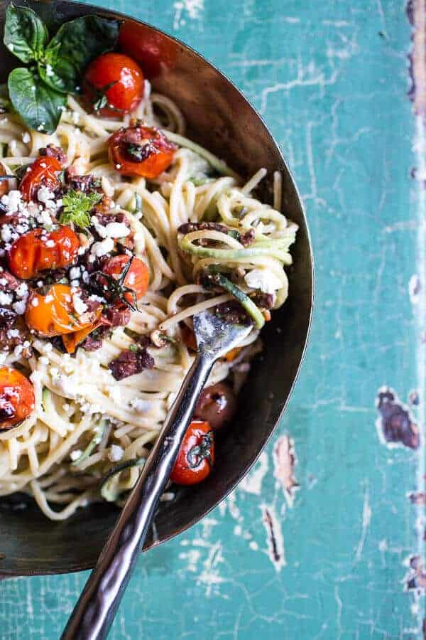 20 Minute Mediterranean Hummus Noodles with Blistered Cherry Tomatoes | halfbakedharvest.com @hbharvest