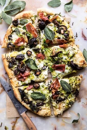 Brussels Sprout Mushroom Pizza with Crispy Prosciutto and Sage | halfbakedharvest.com @hbharvest