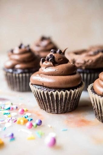 The Best Chocolate Birthday Cupcakes...with Fudgy Chocolate Buttercream | halfbakedharvest.com @hbharvest