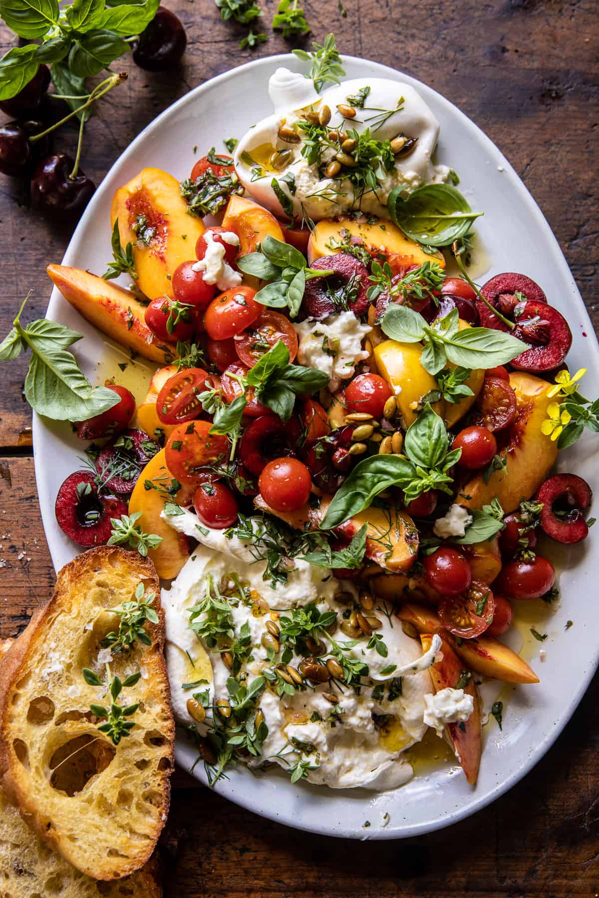 Tomato, Peach and Burrata Salad | halfbakedharvest.com