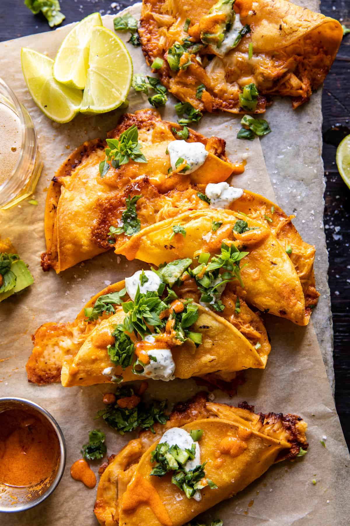 Crockpot Crispy Buffalo Chicken Tacos with Jalapeño Ranch | halfbakedharvest.com