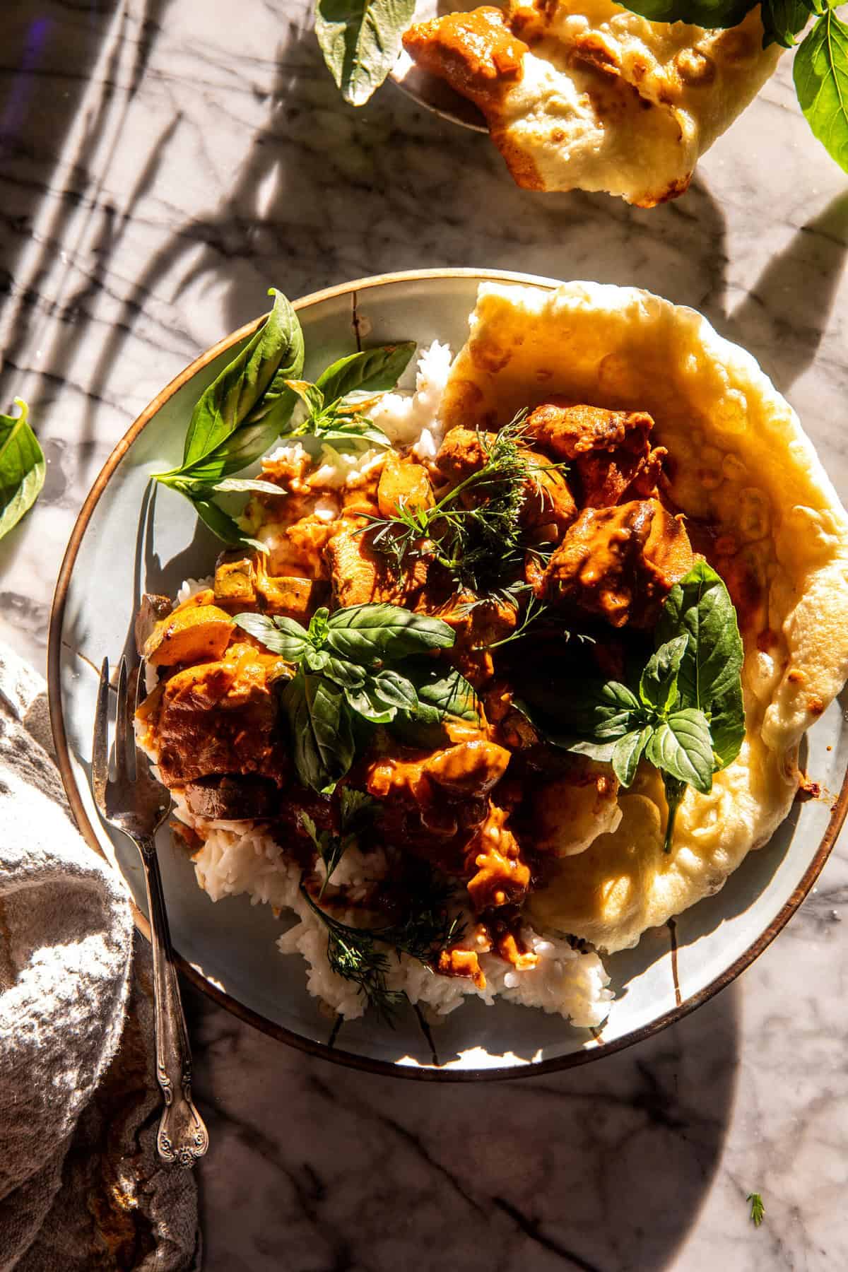 Crockpot Basil Butter Chicken | halfbakedharbest.com