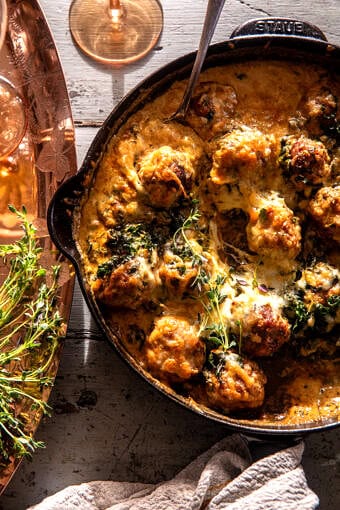 Pesto Zuppa Toscana Meatballs | halfbakedharvest.com