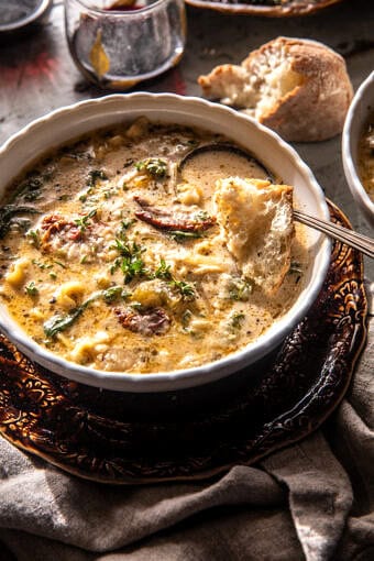 Crockpot Creamy Sun-Dried Tomato Lasagna Soup | halfbakedharvest.com