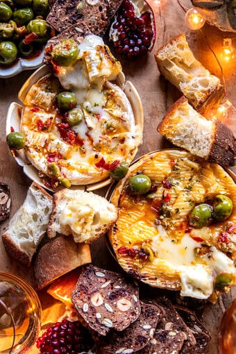 Caramelized Honey Baked Brie with Warm Olives | halfbakedharvest.com