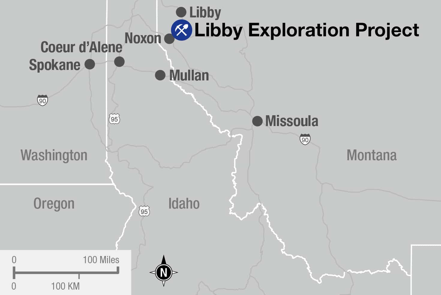 Libby Exploration Project mining site on a map