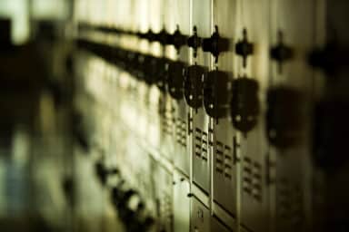 Row of lockers in a school