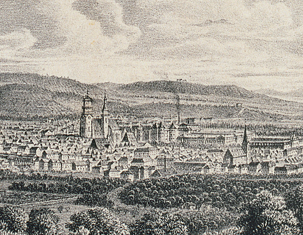 Historische Ansicht der Stadt Stuttgart.