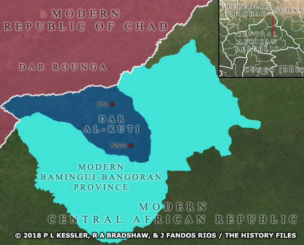 A map of Dar al-Kuti and surroundings