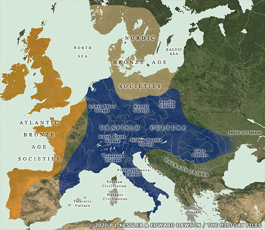 Map of Late Bronze Age Cultures c.1200-750 BC