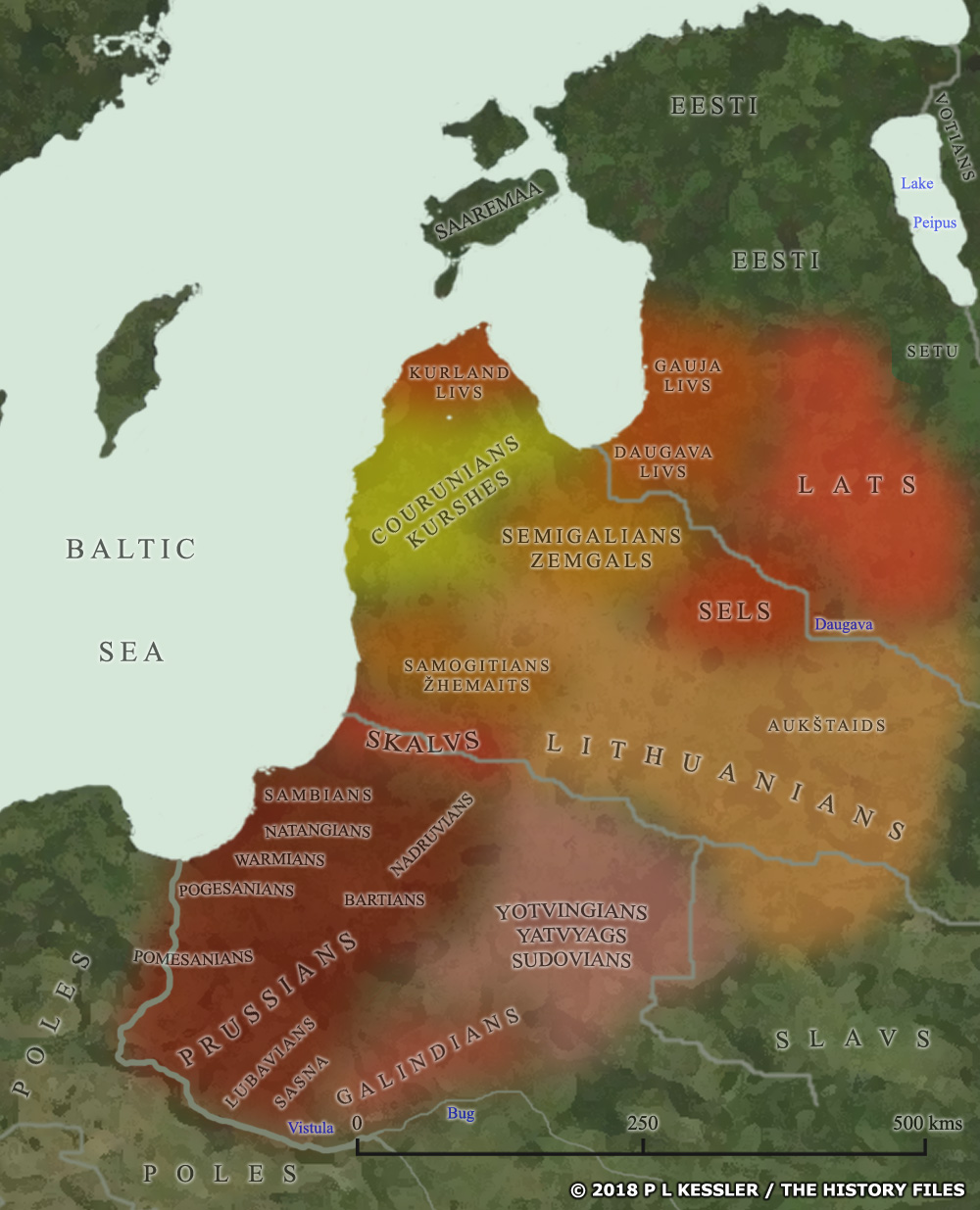 Map of the Baltic tribes around AD 1000