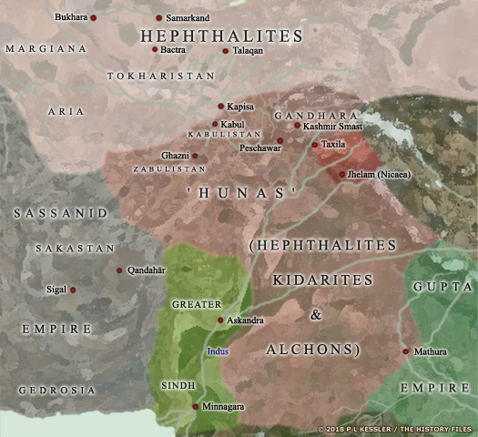 Map of Xionite North-Western India AD 500s-600s