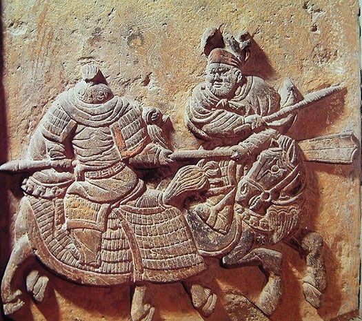 Jurchen warrior fights a Chinese warrior