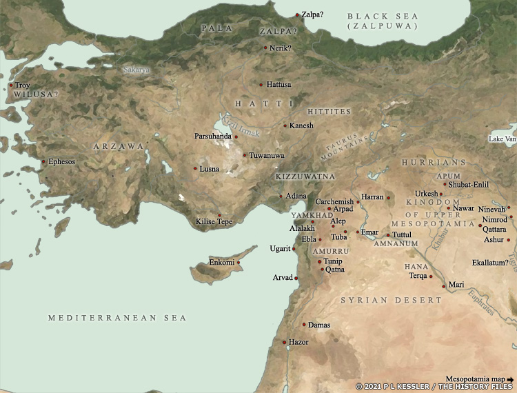 Map of Ancient Anatolia, Syria, and Upper Mesopotamia