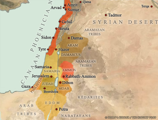 Map of Canaan and Syria c.850 BC