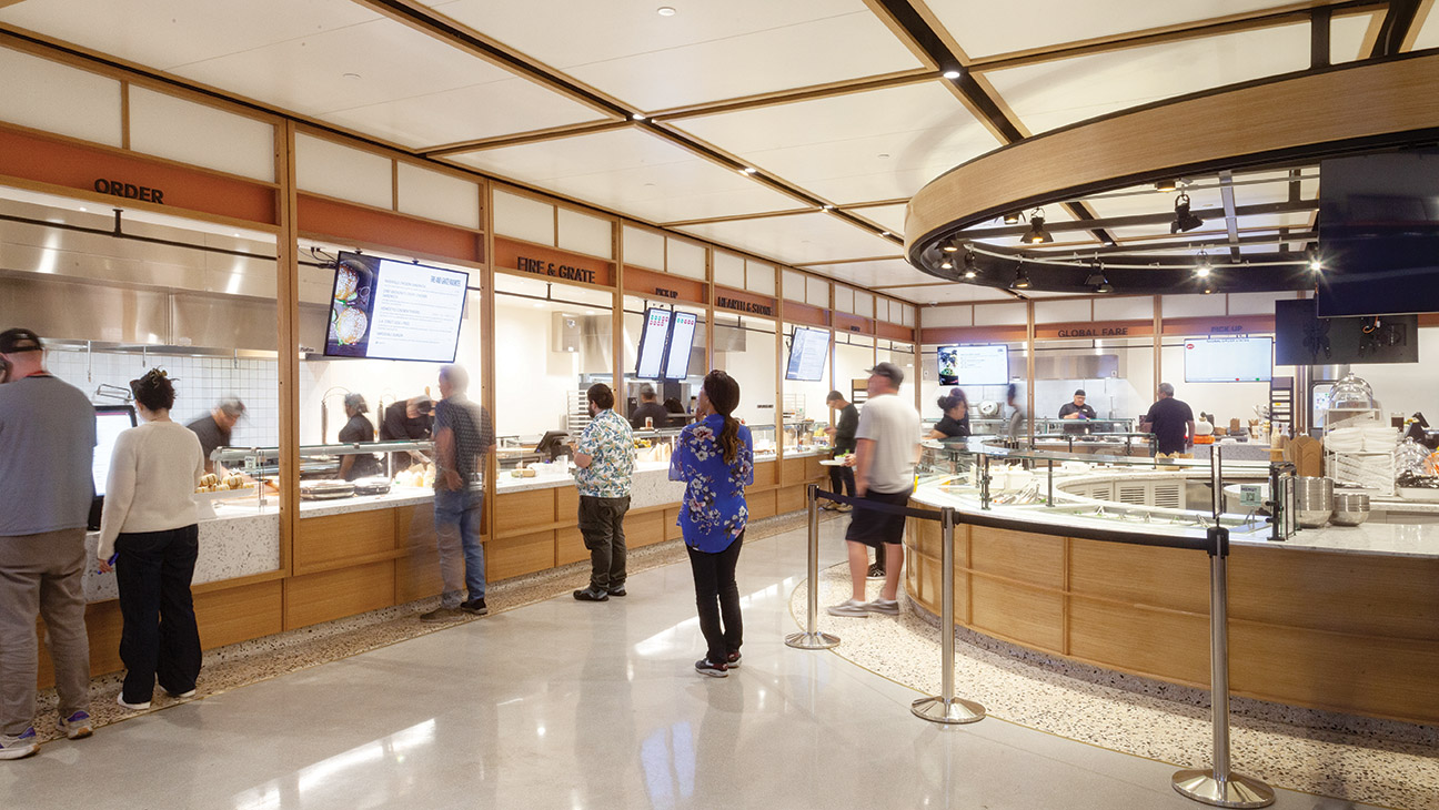 The Marketplace has an Eataly vibe, with various upscale cuisine offerings at a subsidized price for employees.