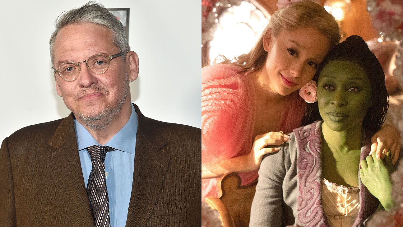 Adam McKay, Ariana and Cynthia Erivo in 'Wicked.'