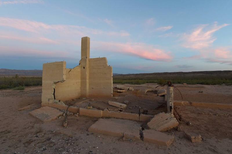 The ruins of the Hannig Ice Cream Parlor are shown in the ghost town of St. Thomas on August 3, 2015 in the Lake Mead National Recreation Area, Nevada.