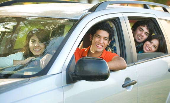 New teen drivers driving down the road