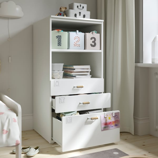 A white white/with 3 drawers PLATSA bookcase