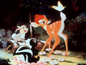 BAMBI, from left: young Thumper (voiced by Peter Behn), young Bambi (voiced by Donnie Dunagan), young Flower (voiced by Stan Alexander)1942. ©Walt Disney / Courtesy Everett Collection