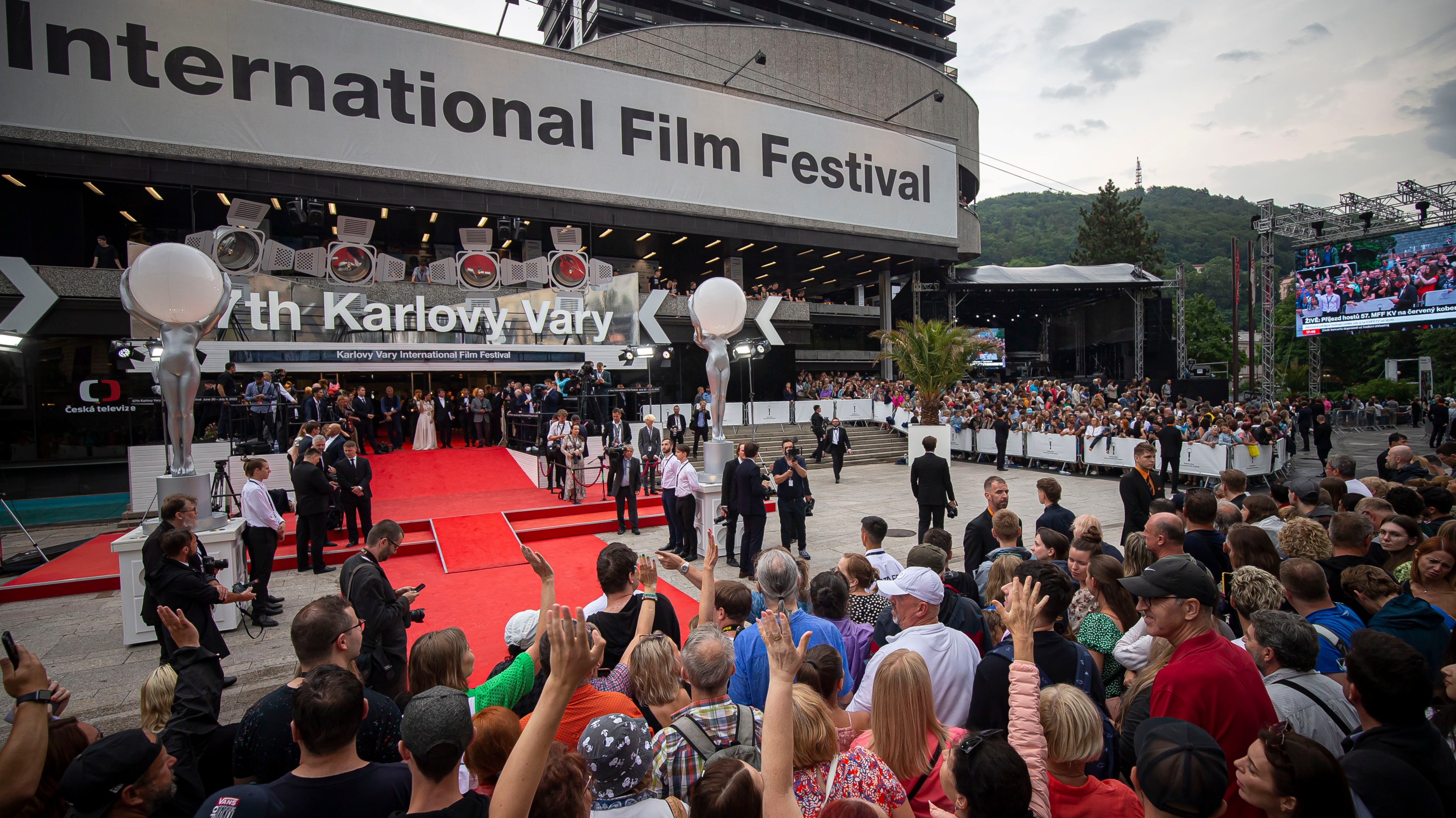 KARLOVY VARY, CZECH REPUBLIC - JUNE 30: Film fans wait ahead of the "Firebrand" Premiere & Opening Ceremony for the 57th Karlovy Vary International Film Festival on June 30, 2023 in Karlovy Vary, Czech Republic. (Photo by Gabriel Kuchta/Getty Images)
