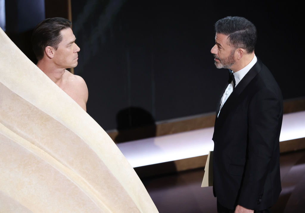 John Cena and Jimmy Kimmel at the 96th Annual Oscars held at Dolby Theatre on March 10, 2024 in Los Angeles, California. (Photo by Rich Polk/Variety via Getty Images)
