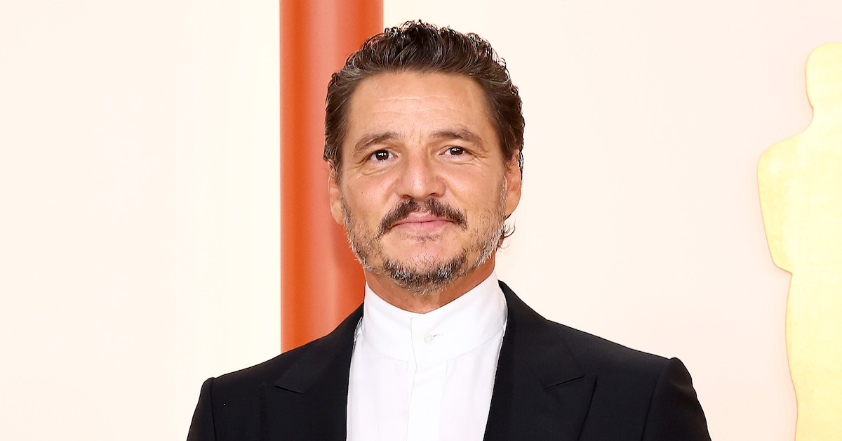 Close up on actor Pedro Pascal wearing a suit on the red carpet of attends the 95th Annual Academy Awards on March 12, 2023 in Hollywood, California.