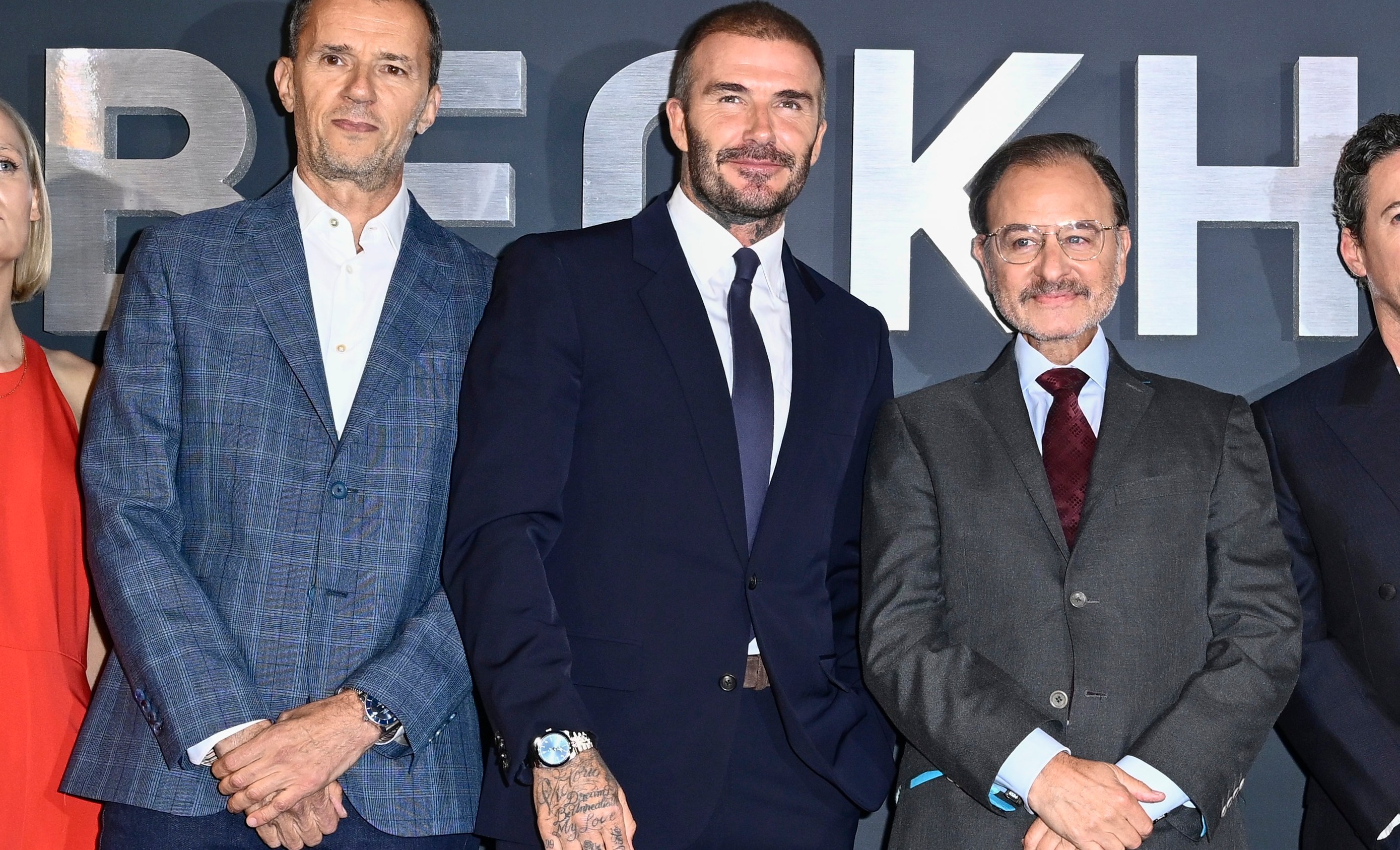 John Battsek, David Beckham, and Fisher Stevens attend the Netflix 'Beckham' UK Premiere.