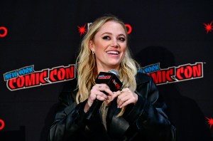 NEW YORK, NEW YORK - OCTOBER 06: Maika Monroe speaks onstage at "Significant Other" World Premiere Screening and Panel at New York Comic Con on October 06, 2022 in New York City. (Photo by Eugene Gologursky/Getty Images for Paramount+)