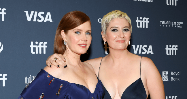 TORONTO, ONTARIO - SEPTEMBER 07: (L-R) Amy Adams and Marielle Heller attend the premiere of 'Nightbitch' during the 2024 Toronto International Film Festival at Princess of Wales Theatre on September 07, 2024 in Toronto, Ontario.  (Photo by Leon Bennett/Getty Images)