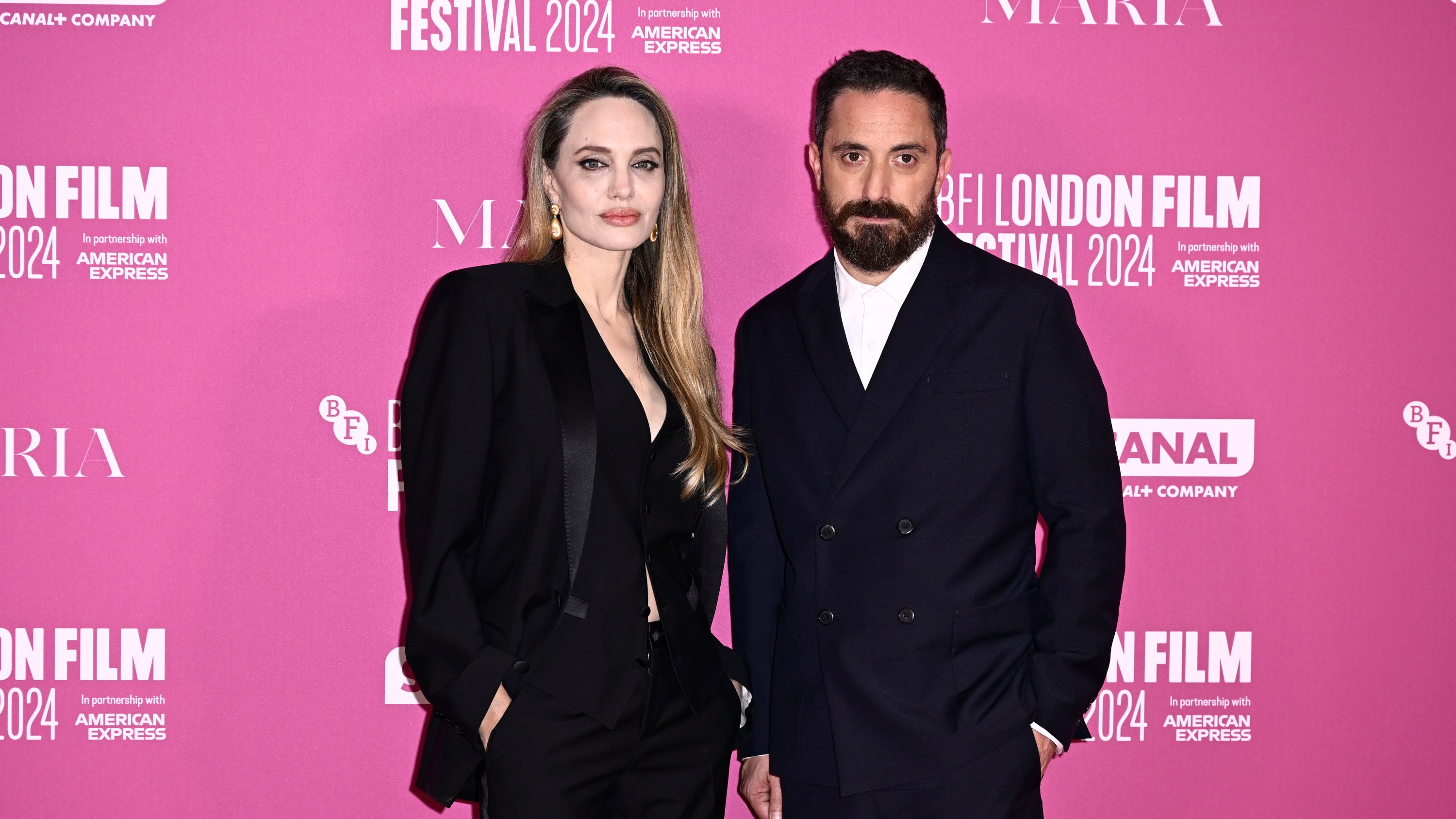 Angelina Jolie and Pablo Larraín attend the 'Maria' Headline Gala during the 68th BFI London Film Festival