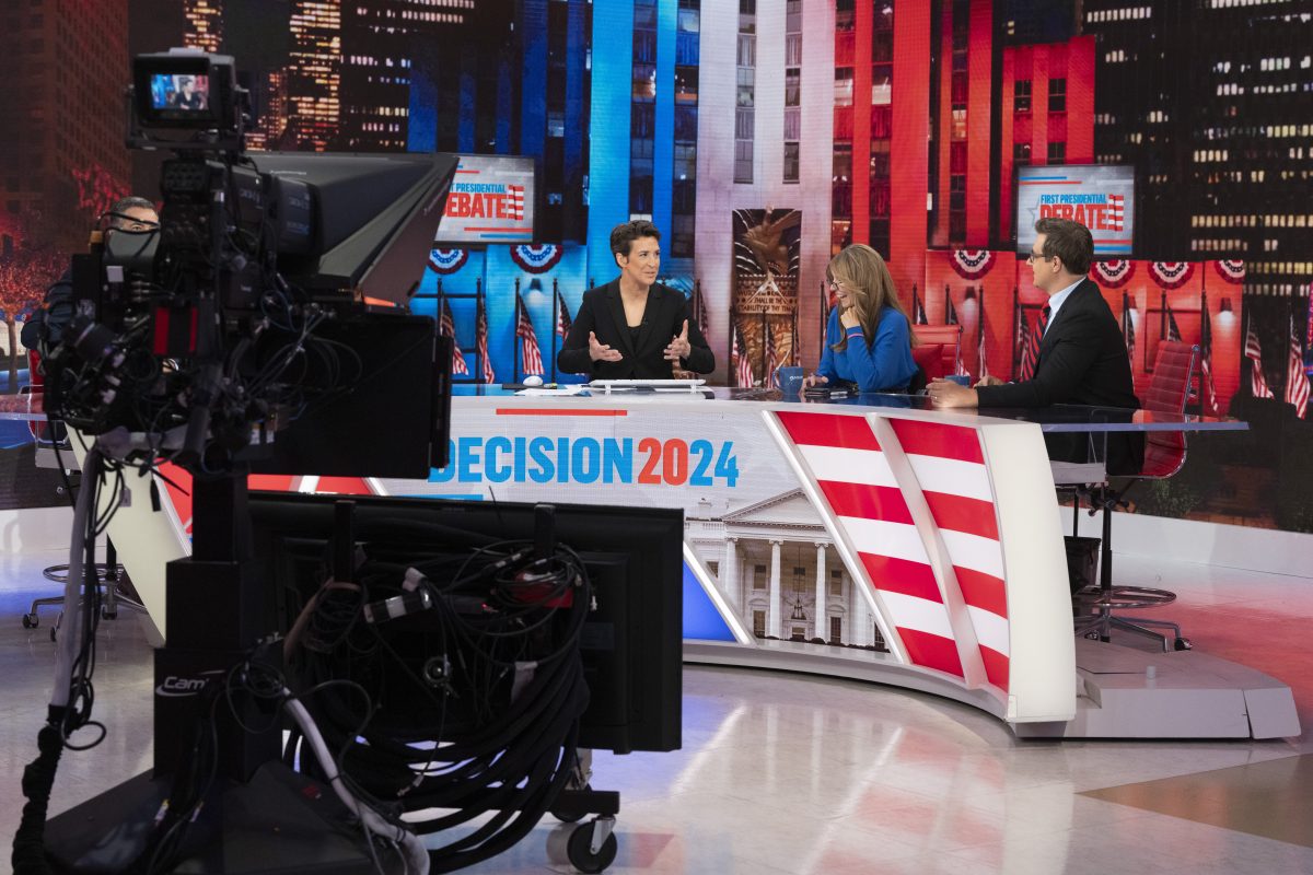 MSNBC - MARKETING -- "Presidential Debate Coverage BTS" 30 Rock, NYC -- Pictured: (l-r) -- (Photo by: Virginia Sherwood/MSNBC)