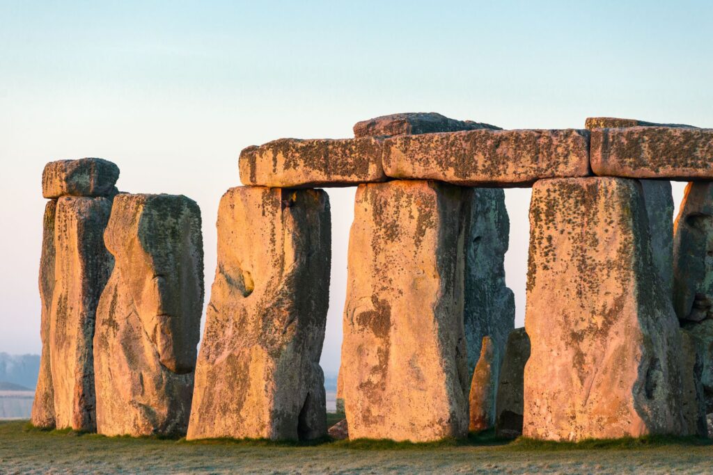 stonehenge lit up by sun