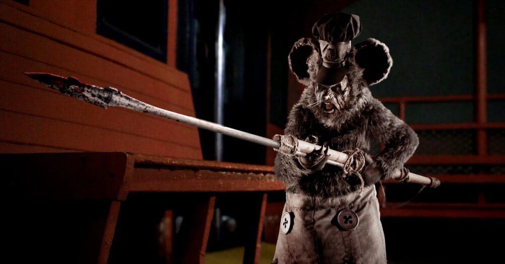 Screamboat image shows Terrifier star David Howard Thornton as a killer version of Steamboat Willie / Mickey Mouse