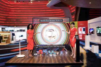 Two models introducing LG's wireless TV at Middle East and Africa (MEA) tech event, LG Showcase 2023