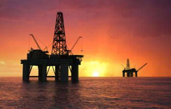 Silhouette oil rig