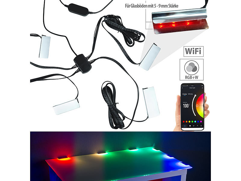 ; WLAN-LED-Steh-/Eck-Leuchten mit App, WLAN-USB-Stimmungsleuchten mit RGB + CCT-LEDs und App WLAN-LED-Steh-/Eck-Leuchten mit App, WLAN-USB-Stimmungsleuchten mit RGB + CCT-LEDs und App WLAN-LED-Steh-/Eck-Leuchten mit App, WLAN-USB-Stimmungsleuchten mit RGB + CCT-LEDs und App 