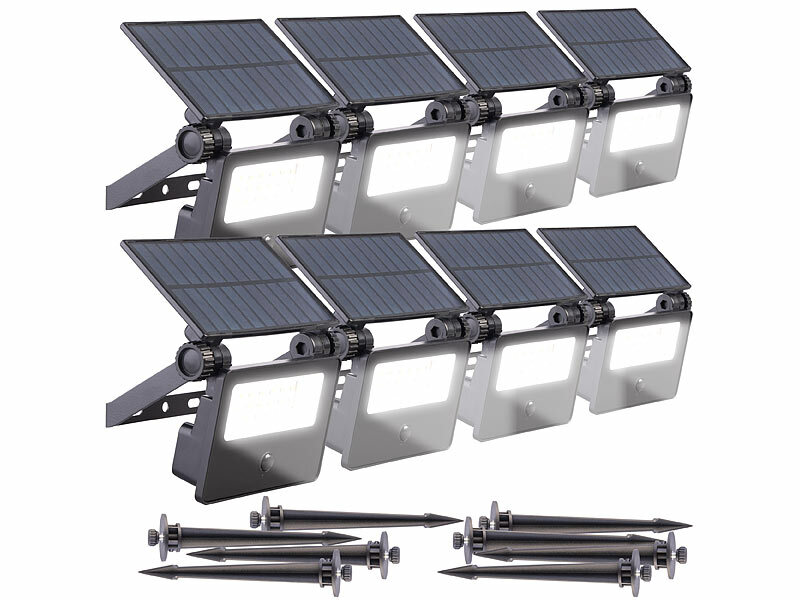 ; LED-Solar-Fluter mit Bewegungsmelder, Wasserfeste LED-Fluter (warmweiß) LED-Solar-Fluter mit Bewegungsmelder, Wasserfeste LED-Fluter (warmweiß) LED-Solar-Fluter mit Bewegungsmelder, Wasserfeste LED-Fluter (warmweiß) 