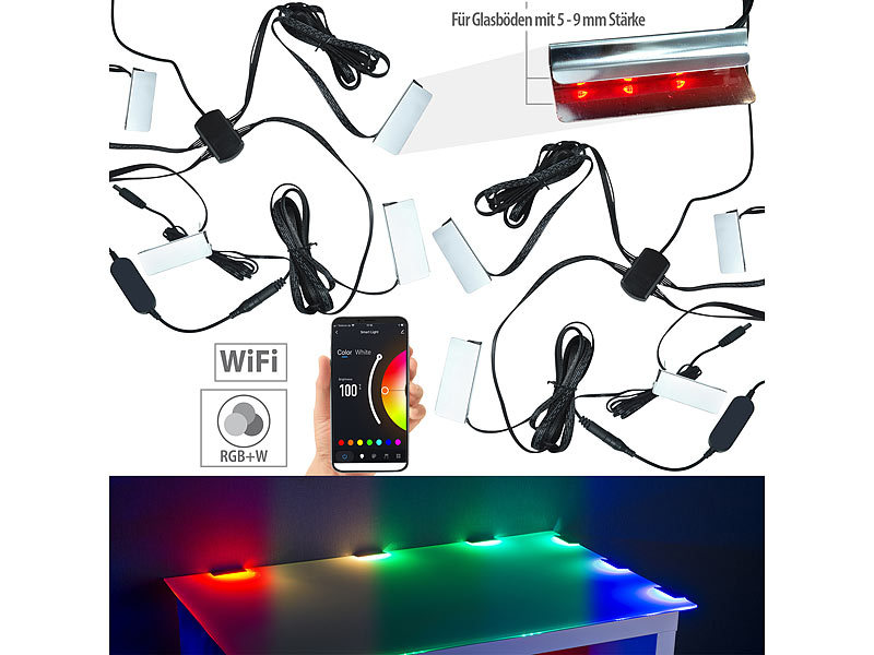 ; WLAN-LED-Steh-/Eck-Leuchten mit App, WLAN-USB-Stimmungsleuchten mit RGB + CCT-LEDs und App WLAN-LED-Steh-/Eck-Leuchten mit App, WLAN-USB-Stimmungsleuchten mit RGB + CCT-LEDs und App WLAN-LED-Steh-/Eck-Leuchten mit App, WLAN-USB-Stimmungsleuchten mit RGB + CCT-LEDs und App 