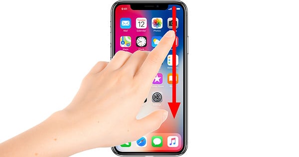 iPhone X Control Center gesture: swipe down from the right horn