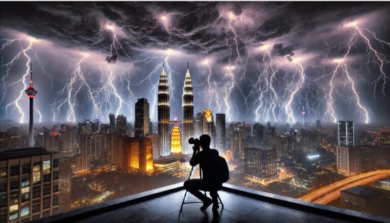 Tempesta di fulmini a Kuala Lumpur immortalata da Fendy Gan