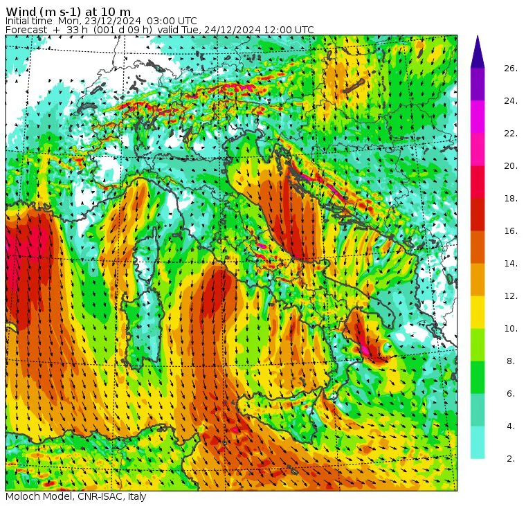 allerta meteo vento 24 dicembre