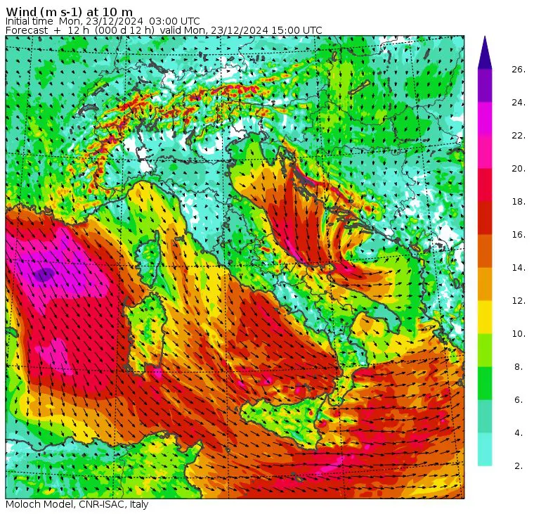 allerta meteo vento lunedì pomeriggio ore 16