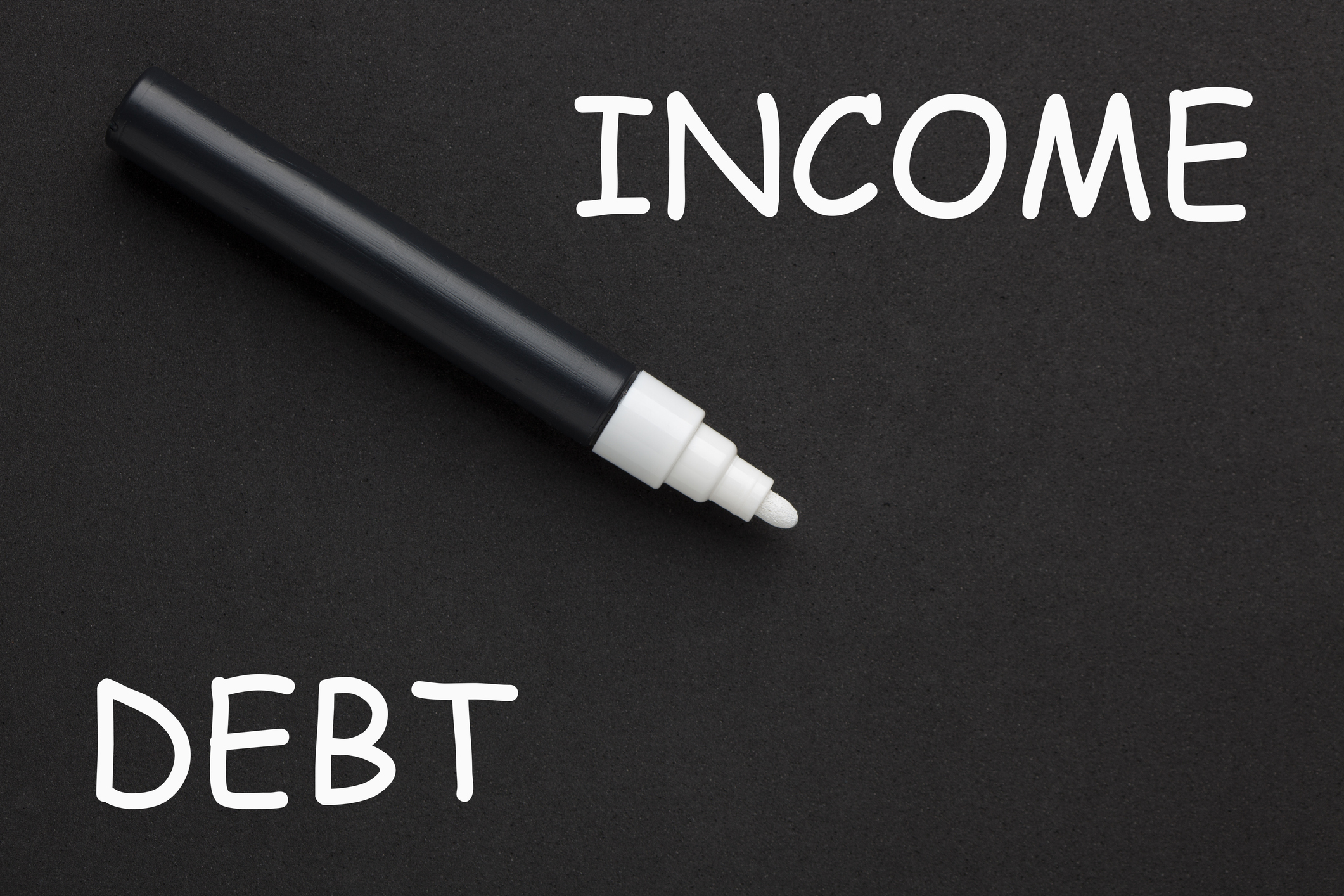 The words "Debt-to-Income" written with white marker on black background.