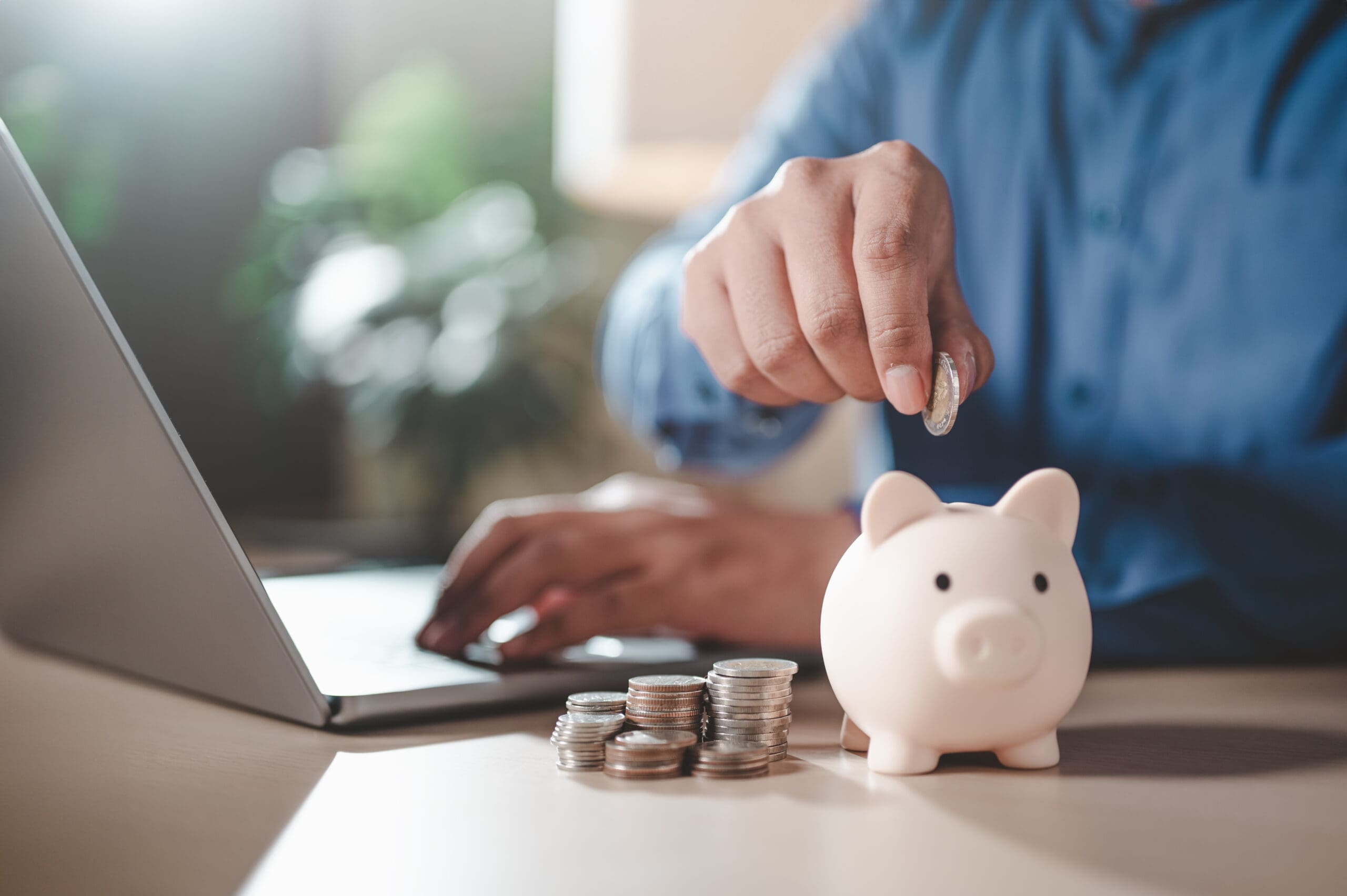 coin, investment, bank, finance, money, wealth, cash, currency, deposit, economy. save money, putting coins into piggy bank for account save money, business investment finance accounting concept.