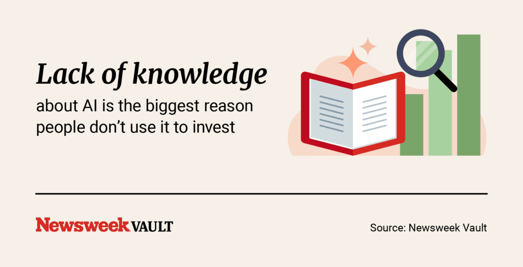 An infographic highlighting the statistic that lack of knowledge about AI is the biggest reason people don't use it to invest